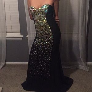 Black Swarovski prom dress